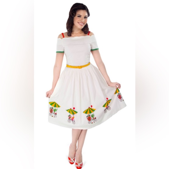 TATYANA Flower Cart Dress in White - Picture 1 of 9